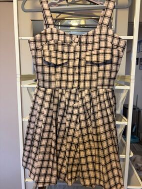Girls Plaid Sleeveless Dress - Pink and Black